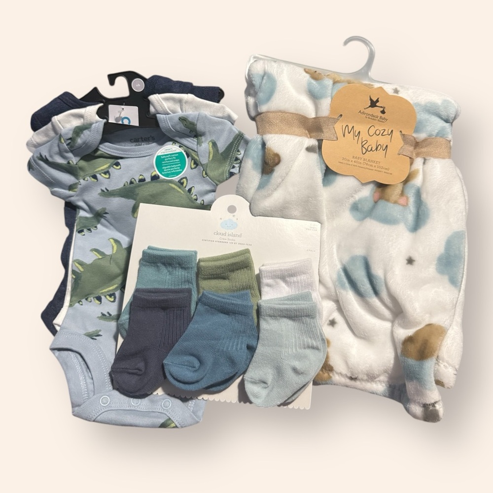Baby Dinosaur Onesie Set with Blanket and Socks